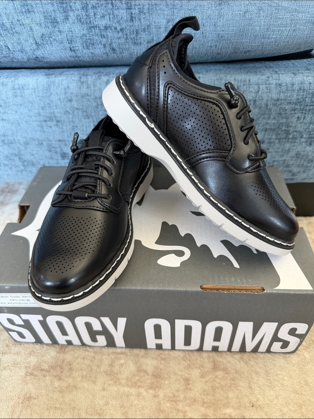 Stacy Adams Black Boys Sync Elastic Lace Dress Sneaker 11